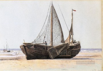 William Stanley Haseltine Painting - Blankenberg seascape boat William Stanley Haseltine
